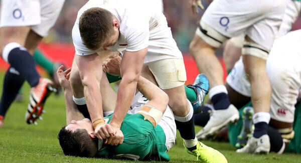 England's Owen Farrell with Jonathan Sexton of Ireland. Pic: INPHO/Dan Sheridan