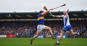 Shane McNulty of Waterford in action against Dan McCormack of Tipperary during the Allianz Hurling League Division 1A Round 2 match between Waterford and Tipperary at Walsh Park in Waterford. Photo by Stephen McCarthy/Sportsfile