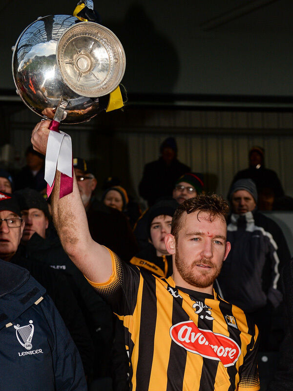 Kilkenny's Richie Hogan lifts the Walsh Cup today. Picture: Sportsfile