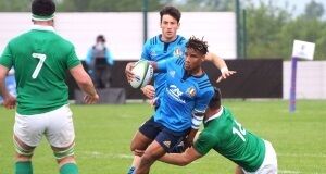 Italy's Charly Trussardi is tackled by Peter Cooper of Ireland. Picture: INPHO/World Rugby Italy's Charly Trussardi is tackled by Peter Cooper of Ireland. Picture: INPHO/World Rugby