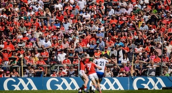 Fans watching the Munster Hurling semi-final between Waterford and Cork at Semple Stadium. Pic: Sportsfile