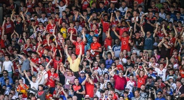 Fans watching the Munster Hurling semi-final between Waterford and Cork at Semple Stadium. Pic: Sportsfile
