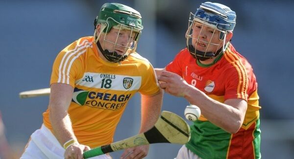Niall McKenna of Antrim in action against Diarmuid Byrne of Carlow during the Christy Ring Cup Final match between Antrim and Carlow at Croke Park in Dublin. Photo by Piaras Ó Mídheach/Sportsfile Niall McKenna of Antrim in action against Diarmuid Byrne of Carlow during the Christy Ring Cup Final match between Antrim and Carlow at Croke Park in Dublin. Photo by Piaras Ó Mídheach/Sportsfile
