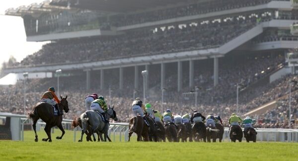 Runners and Riders in action during The Coral Cup Handicap Hurdle at Cheltenham. PRESS ASSOCIATION Photo.