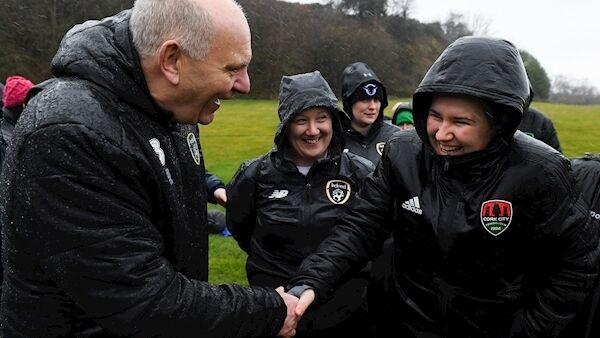 FAI president Gerry McAnaney with Jess Lawton, Uefa B licence participant, at a coaching course in Fota Island Resort, Cork, on Friday. Picture: Matt Browne/Sportsfile FAI president Gerry McAnaney with Jess Lawton, Uefa B licence participant, at a coaching course in Fota Island Resort, Cork, on Friday. Picture: Matt Browne/Sportsfile