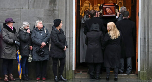 Dolores O'Riordan's&nbsp;coffin arrives for reposal.