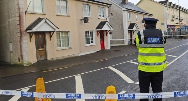 Gardaí at the scene of the incident in Ballyjamesduff. Pic: Lorraine Teevan.