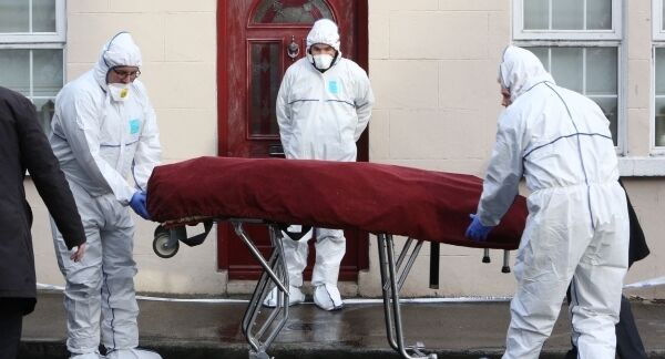 Forensics officers at the scene today. Pic: Liam Burke Press 22