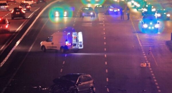 Gardaí and forensic collision investigators at the scene of a road traffic collision last night on the Dublin-bound carriageway of the N7 between Naas and Johnstown