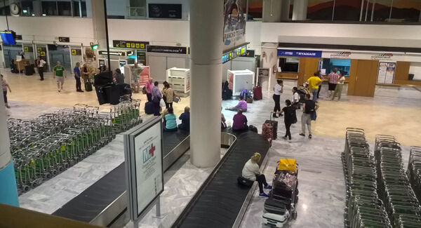 A scene from Lanzarote Airport on Sunday night