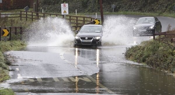 A flooded road in Co. Clare this morning. Pic: Press 22