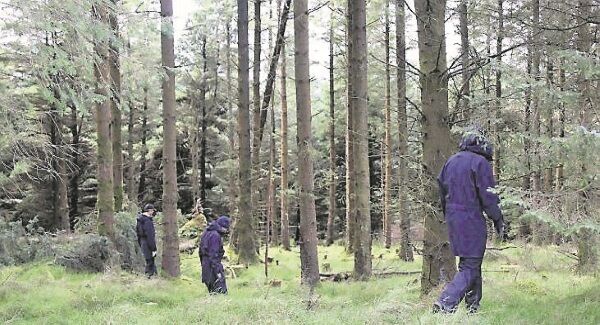Garda&nbsp;pictured&nbsp;searching the Blackhill Forest in the Dublin Mountains