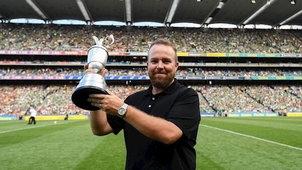 The 2019 Open Champion Shane Lowry with the Claret Jug ahead of the GAA Hurling All-Ireland Senior Championship Semi-Final match between Kilkenny and Limerick at Croke Park in Dublin. Photo by Ramsey Cardy/Sportsfile
