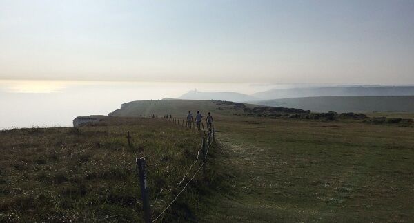 Photo taken with permission from the Twitter feed of @WelshJab of mist at Beachy Head in East Sussex, England, yesterady.