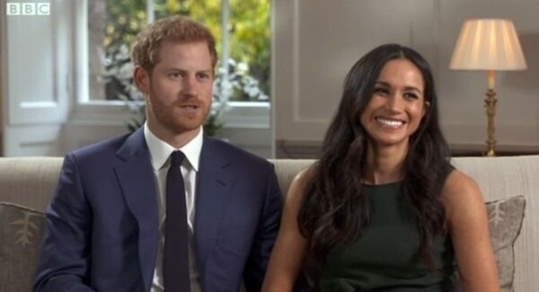 BBC video screen grab from the BBC pooled interview by Prince Harry and Meghan Markle after the announcement of their engagement. Pic: BBC/PA Wire BBC video screen grab from the BBC pooled interview by Prince Harry and Meghan Markle after the announcement of their engagement. Pic: BBC/PA Wire