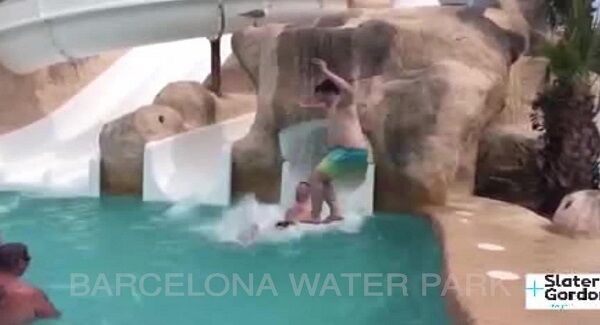 Photo issued by Slater and Gordon of Graham Hyde being dive-bombed in the pool at the Alegria Pineda Splash Hotel in Barcelona.
