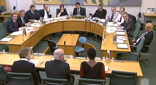 (Foreground, left to right) Caroline Thomson, chair of trustees for Oxfam GB, Mark Goldring, CEO of Oxfam GB, and Winnie Byanyima, executive director of Oxfam International, giving evidence before the Commons Development Committee at Portcullis House, London, on the aid worker sex scandal.Picture: PA Wire