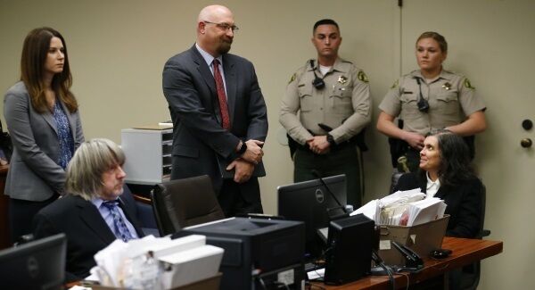 David, seated left, and Louise Turpin, seated right, appear in court with their attorneys in Riverside, Calif., Wednesday, Jan. 24, 2018. David, seated left, and Louise Turpin, seated right, appear in court with their attorneys in Riverside, Calif., Wednesday, Jan. 24, 2018.