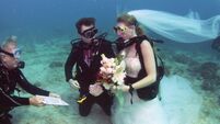 This crazy couple took the plunge and wed under water