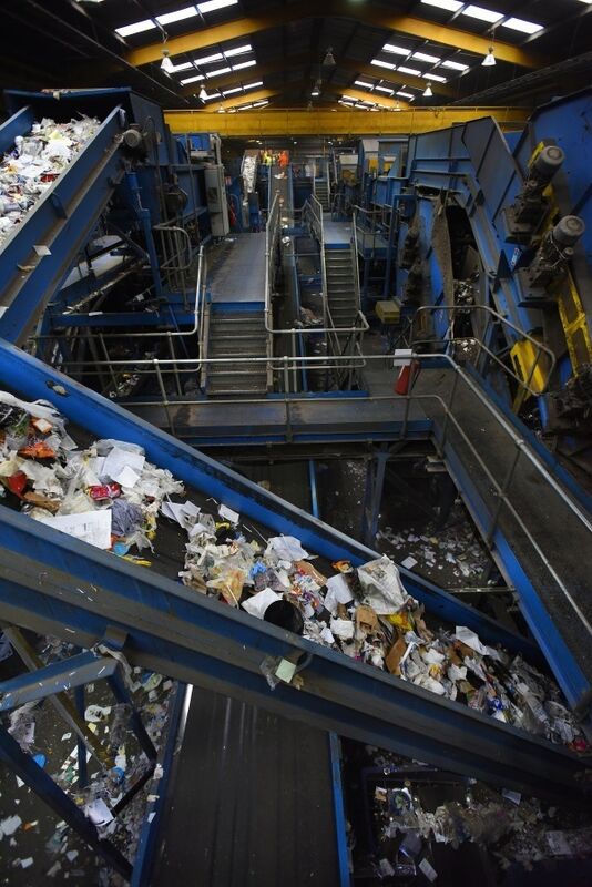 A complex system of conveyor belts at the Panda Irish PackagingRecycling facility sorts household waste. Picture: Moya Nolan