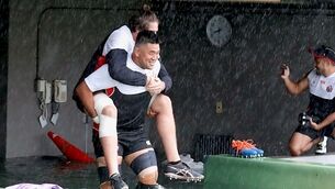 WATCH: Japan players wade through flooding for captain's run