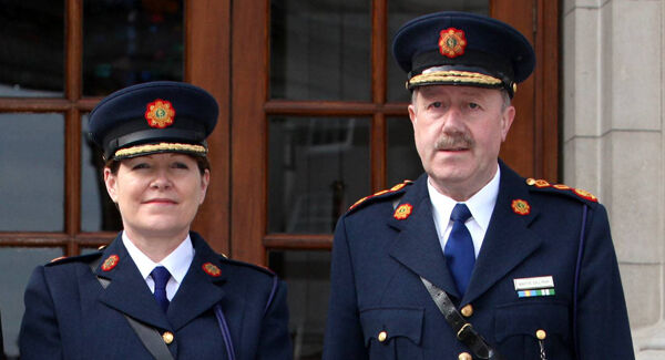 Former Garda Commissioners N&oacute;ir&iacute;n O&rsquo;Sullivan and Martin Callinan.