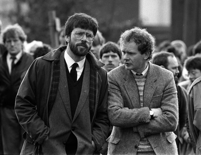 Martin McGuinness and Gerry Adams in 1987. Martin McGuinness and Gerry Adams in 1987.