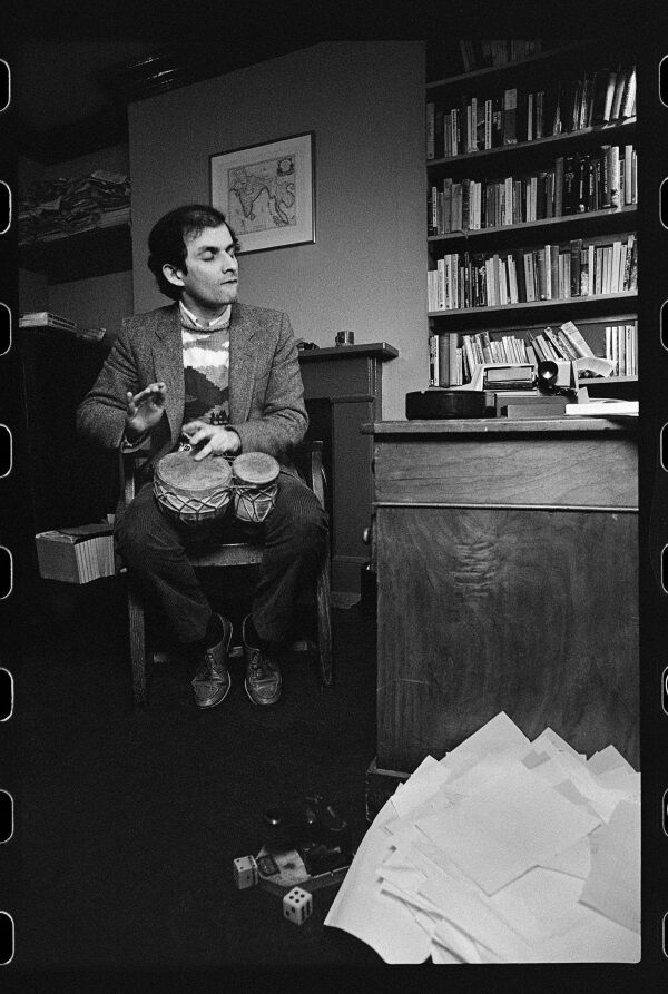 One of Judith Aronson&rsquo;s picture of novelist Salman Rushdie. These pictures form part of Judith Aronson&rsquo;s current exhibition in UCC.