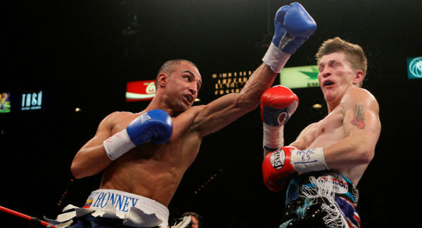 Malignaggi in action against Ricky Hatton in 2008.