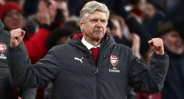 Arsenal manager Arsene Wenger celebrates after the final whistle during the Carabao Cup semi final, second leg match at The Emirates Stadium, London. Arsenal manager Arsene Wenger celebrates after the final whistle during the Carabao Cup semi final, second leg match at The Emirates Stadium, London.