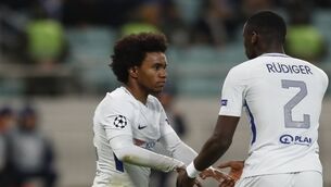 Willian the star as Chelsea crush 10-man Qarabag to qualify for Champions League knockout stage