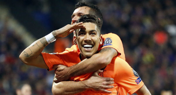 Liverpool's Roberto Firmino celebrates with Dejan Lovren after scoring at the Ljudski vrt stadium. AP Photo/Darko Bandic Liverpool's Roberto Firmino celebrates with Dejan Lovren after scoring at the Ljudski vrt stadium. AP Photo/Darko Bandic
