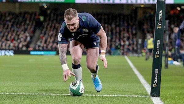 Scotland’s Stuart Hogg knocks the ball on at the try line. Photo: INPHO/Dan Sheridan Scotland’s Stuart Hogg knocks the ball on at the try line. Photo: INPHO/Dan Sheridan