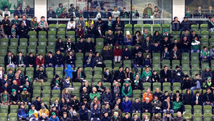 A view of fans in the Aviva as many left early 14/11/2017