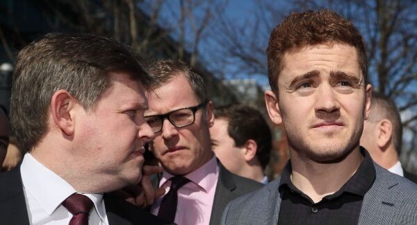 Paddy Jackson outside court today after the verdicts.