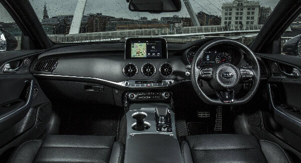 The sporty interior of the Kia Stinger The sporty interior of the Kia Stinger