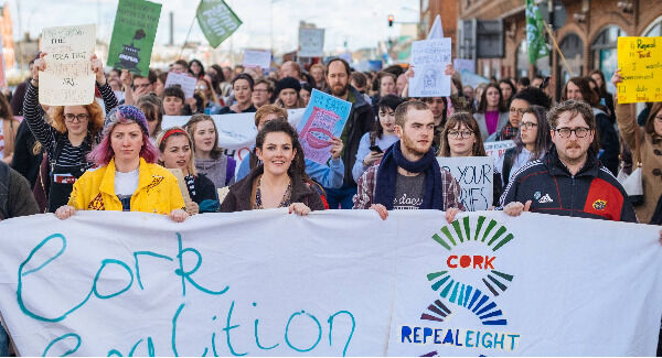 The Cork Coalition out in force for today's March for Choice in Cork. Photo: Jannik Pietzsch