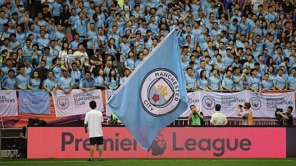 A sea of Manchester City fans in Shanghai, China, for the Premier League Asia Trophy 2019 finals in July. Picture: Lintao Zhang/Getty Images. A sea of Manchester City fans in Shanghai, China, for the Premier League Asia Trophy 2019 finals in July. Picture: Lintao Zhang/Getty Images.