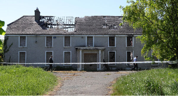 The derelict house and farmyard on the Clonee Road, Lucan where the body of a female was found this afternoon. Photo: Colin Keegan, Collins Dublin.