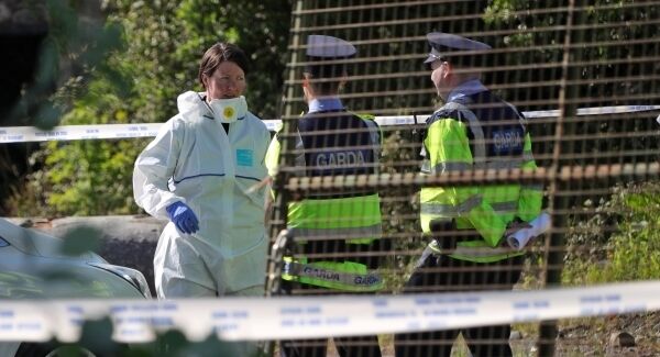 Gardai at the scene at a derelict house and farmyard on the Clonee Road, Lucan.