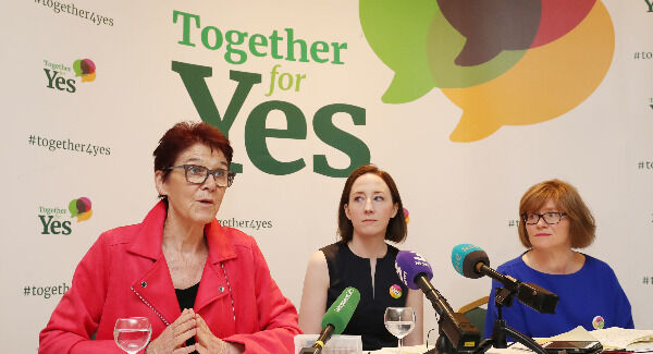 Co-Directors of Together For Yes (left to right) Ailbhe Smyth, Grainne Griffin and Orla O'Connor hold a final press conference in Dublin today. Photo: Niall Carson/PA Wire. Co-Directors of Together For Yes (left to right) Ailbhe Smyth, Grainne Griffin and Orla O'Connor hold a final press conference in Dublin today. Photo: Niall Carson/PA Wire.