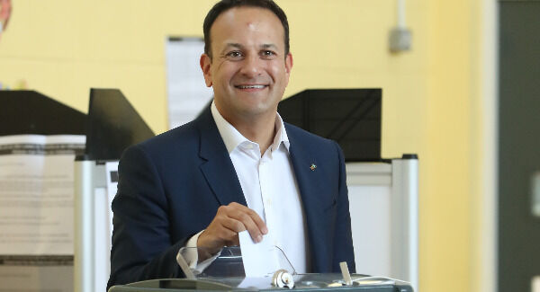 Taoiseach Leo Varadkar cast his vote at the polling station in Dublin. Pic: Niall Carson/PA Wire