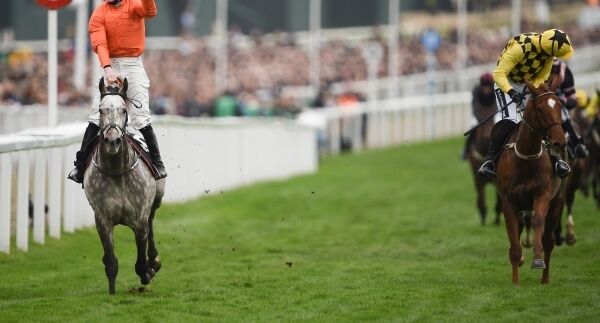Labaik (left) running in the Supreme Novices' Hurdle. Pic: Sportsfile