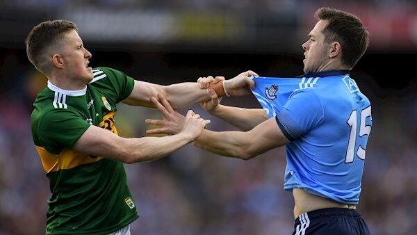 Jason Foley of Kerry and Dean Rock of Dublin during the GAA Football All-Ireland Senior Championship Final Replay match between Dublin and Kerry at Croke Park in Dublin. Photo by Eóin Noonan/Sportsfile