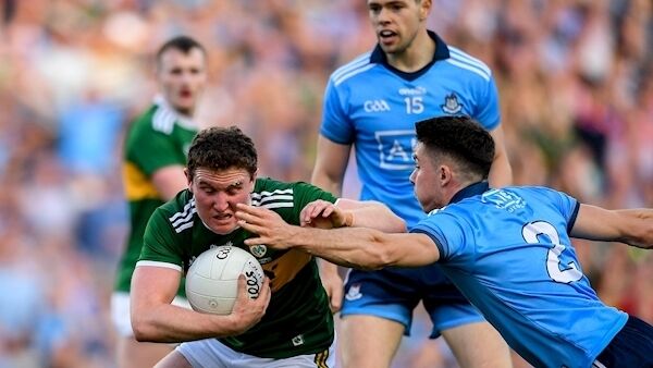 Tadhg Morley of Kerry is tackled by Eoin Murchan of Dublin during the GAA Football All-Ireland Senior Championship Final Replay match between Dublin and Kerry at Croke Park in Dublin. Photo by Eóin Noonan/Sportsfile