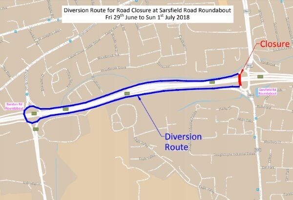 Map of works area and diversion.