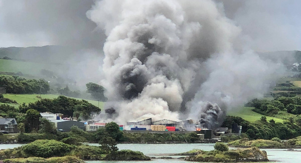 Firefighters still tacking large blaze at fish factory in West Cork