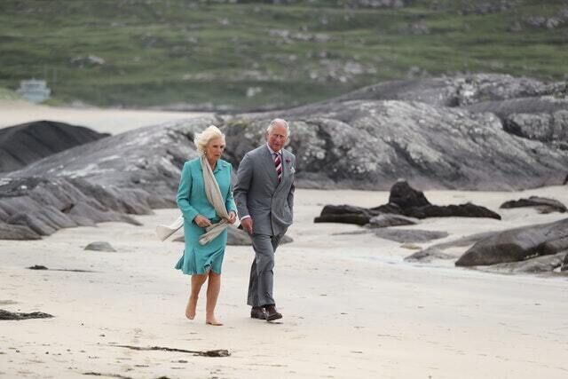 The Prince of Wales and Duchess of Cornwall walked on Derrynane beach (Niall Carson/PA)