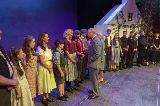 Charles and Camilla meet performers during their visit to the Siamse Tire National Folk Theatre of Ireland (Steve Parsons/PA) Charles and Camilla meet performers during their visit to the Siamse Tire National Folk Theatre of Ireland (Steve Parsons/PA)