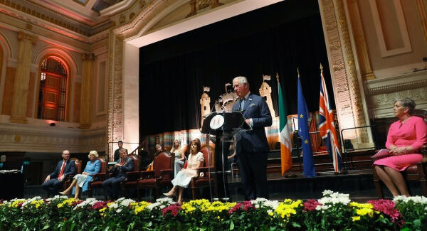 The Prince of Wales speaking during a civic reception at City Hall in Cork. Picture: Brian Lawless/PA Wire